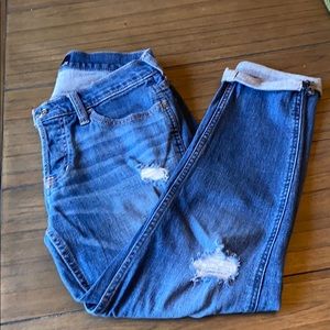Hollister ultra low rise distressed boyfriend jean